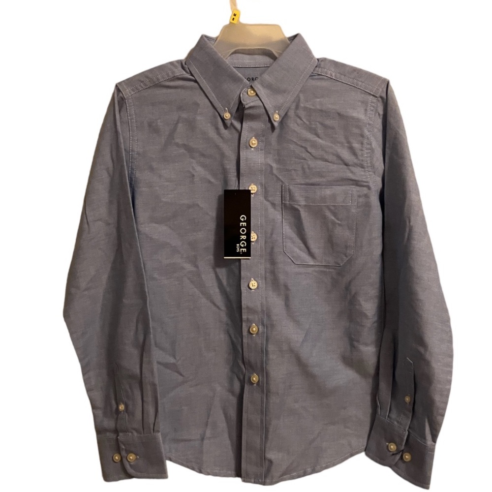 George Boys Long Sleeve Button Down Light Blue Shirt. Size 8M NWT